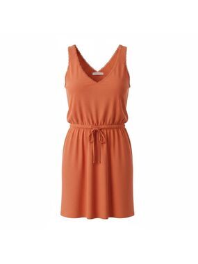 Athleta Savannah Strap Mini Dress Orange Tie-Waist Pockets Medium Petite